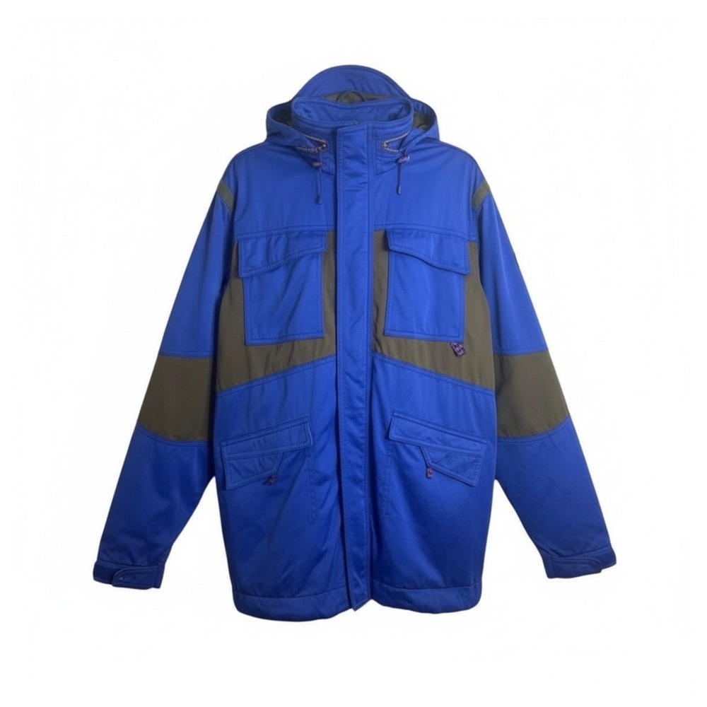 Without Walls Jacket Mens Large Blue Colorblock Hooded Utility Field Parka Coat